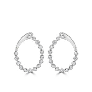 14kt white gold diamond fashion twist circle earring with locking back D tw 1.00cts VS2/SI1 clarity, near colorless H/I
