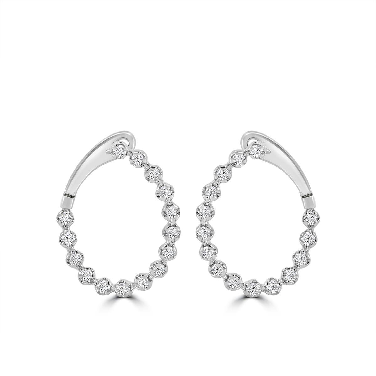 MEV .jpg 14kt white gold diamond fashion twist circle earring with locking back D tw 1.00cts VS2/SI1 clarity, near colorless H/I