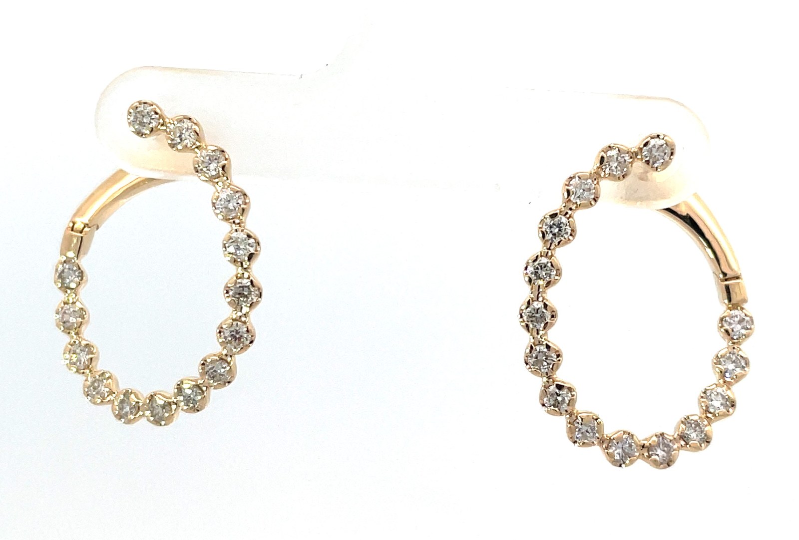14kt yellow gold diamond fashion twist earring D tw 1.00cts VS2/SI1, near colorless G color with locking back