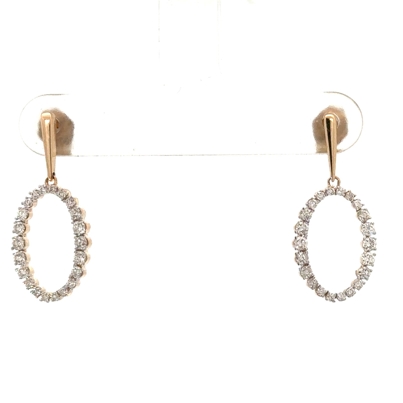 14kt yellow gold diamond oval fashion dangle earring D tw 0.50cts SI clarity, near colorless H color