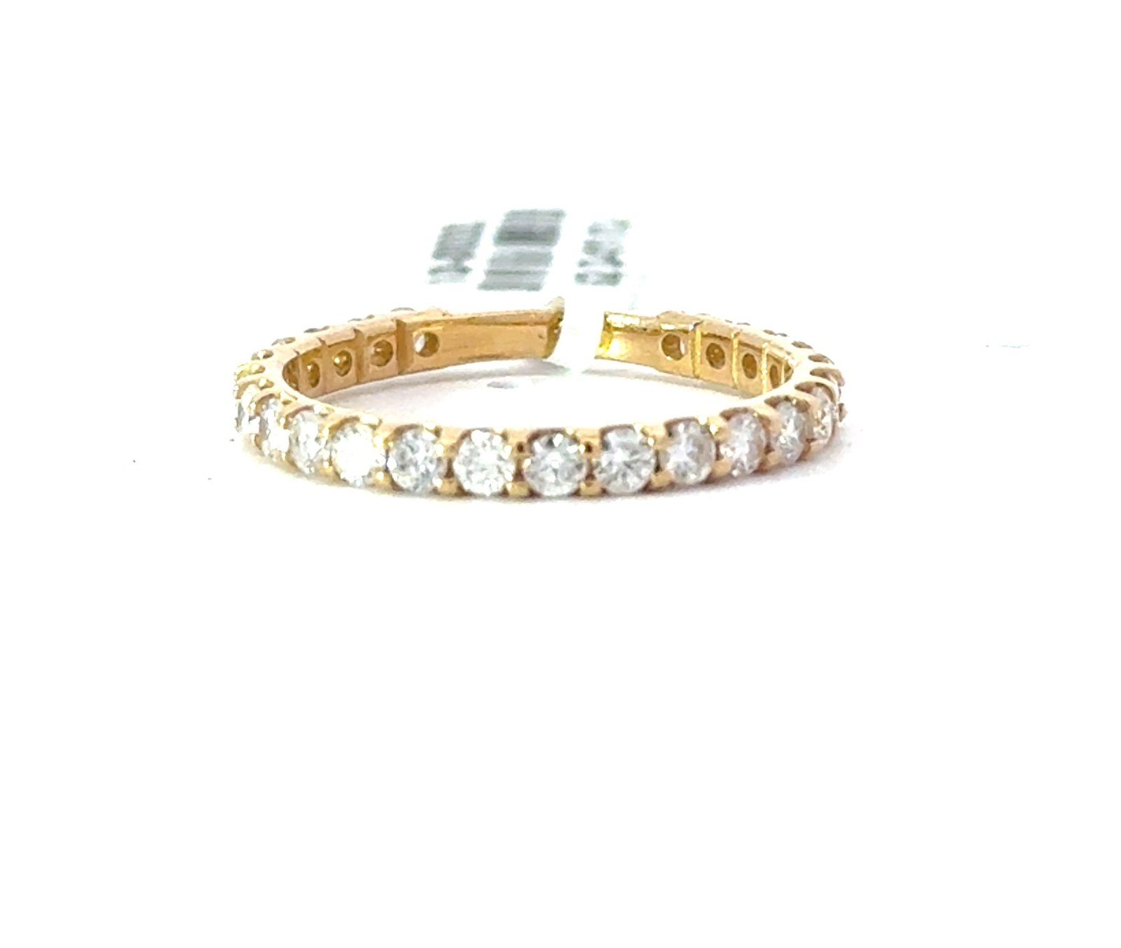 MRBNDV 14kt yellow gold diamond shared prong wedding band tw 1.01cts SI, H with sizing bar in back