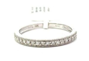 10kt white gold shared prong with milgrain edge diamond wedding band tw 0.12cts SI2, I color
