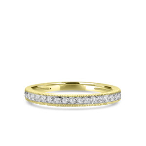 10kt yellow gold shared prong milgrain edge wedding band tw 0.12cts I1, I