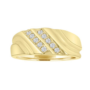 10kt yellow gold double row diamond mans band tw 0.20cts SI1, H/I