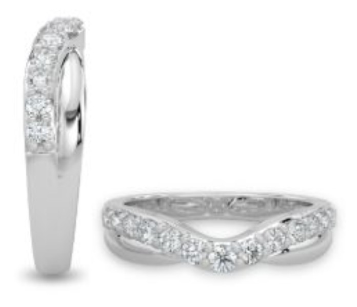 14kt white gold diamond contour shaddow wedding band tw 1.00cts SI clarity, near colorless G/H color