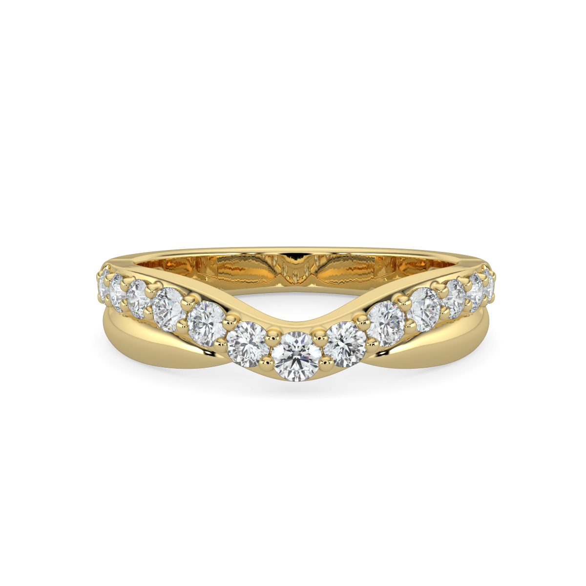 MRV .jpg 14kt yellow gold diamond contour shadow band tw 0.50 cts SI, H