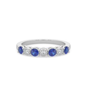 14kt white gold diamond and sapphire ring D tw 0.04cts S tw 0.45cts I1 clarity, near colorless I coloe