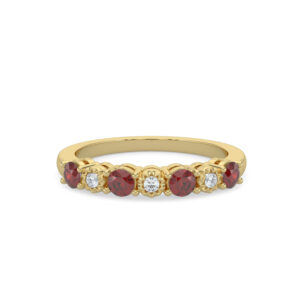 14kt yellow gold diamond and genuine ruby ring D tw 0.04cts R tw 0.40cts I1 clarity, near colorless I color