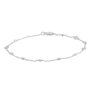 14kt white gold diamond by yard bracelet D tw 0.50cts SI2 clarity, near colorless I color with claw catch closure