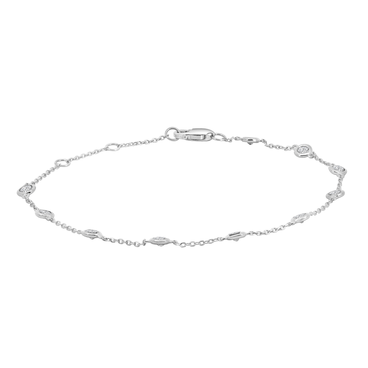 MTV .jpg 14kt white gold diamond by yard bracelet D tw 0.50cts SI2 clarity, near colorless I color with claw catch closure