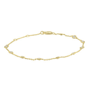 14kt yellow gold diamond by yard bracelet tw 0.50cts SI2, near colorless I color with claw catch closure