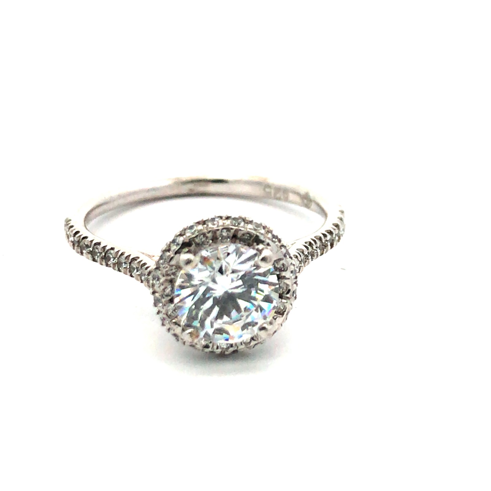 M S.S. halo thin shank with fancy underbezel CZ 1.00 ct center