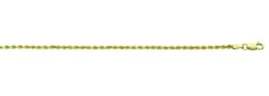 10kt yellow gold solid diamond cut 2mm rope chain with claw catch closure 18"