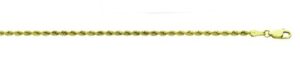 10KT Yellow Gold Solid 2.5mm Diamond Cut Rope Chain With Claw Catch Closure 16"