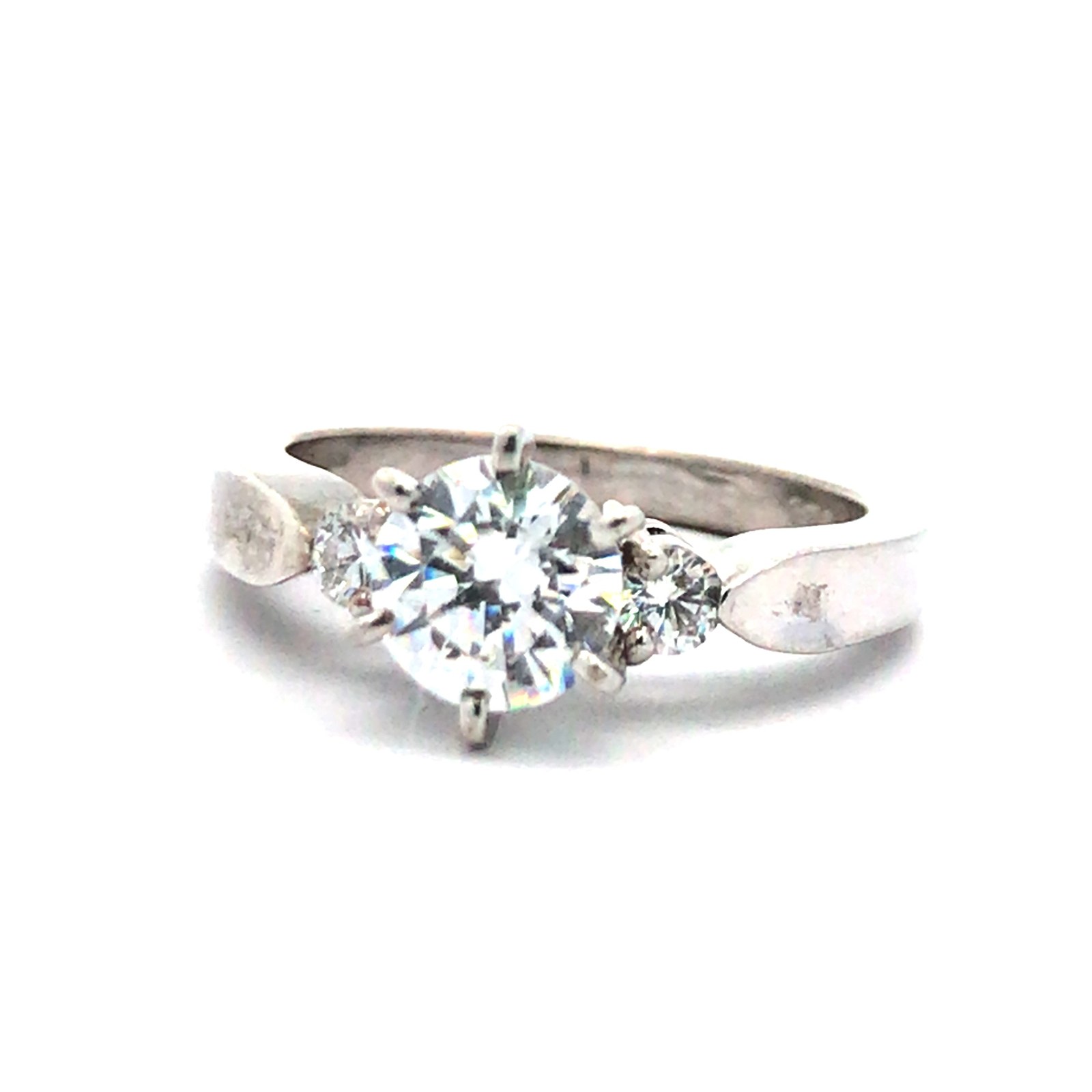 MU .jpg S.S. CZ 6 prong 2 smaller set with 2 prongs and smaller channel tw 0.36 CZ center cz 1.00 ct