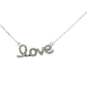 sterling silver cz love necklace on adjustable chain