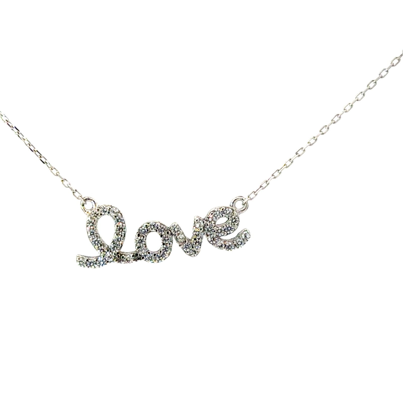 N sterling silver cz love necklace on adjustable chain