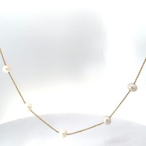 Sterling Silver gold plated freshwater pearl by the yard necklace 24"