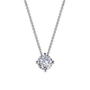 S.S. platinum bonded tw1.00ct Lafonn's signature Lassaire simulated diamonds solitaire necklace