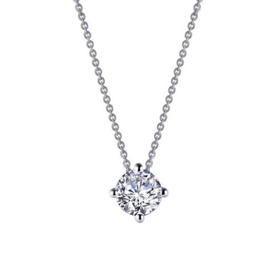 Nclp .jpg S.S. platinum bonded tw1.00ct Lafonn's signature Lassaire simulated diamonds solitaire necklace
