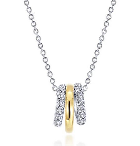 NCLT .jpg Sterling Silver gold plated and platinum bonded small pave lassire simulate diamond circle necklace tw 0.76cts
