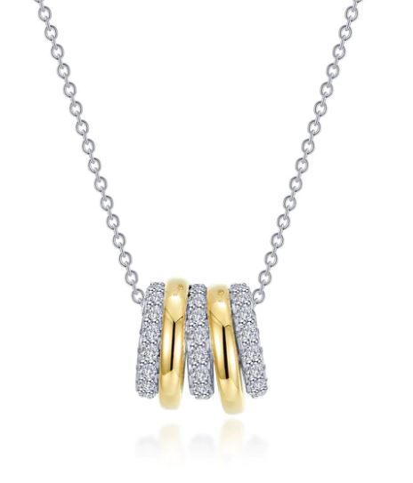 Lassaire simulated diamonds in sterling silver bonded with platinum using Lafonn's exclusive TR Gold necklace tw 1.01cts