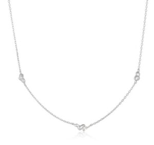 Sterling Silver twisted wave and cz necklace adustable chain