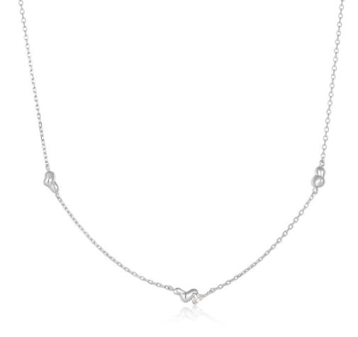 Sterling Silver twisted wave and cz necklace adustable chain