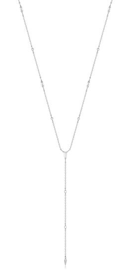 Sterling Silver cz sparkle point Y necklace