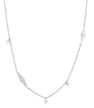 Sterling Silver silver geometric sparkle cz chain necklace