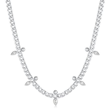 N H .jpg Sterling Silver Curb chain sparkle point necklace