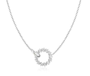 Sterling Silver interlinked cubic zirconia circle necklace