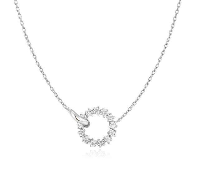 N H .jpg Sterling Silver interlinked cubic zirconia circle necklace
