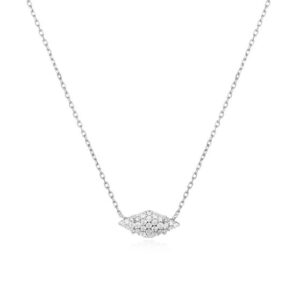 Sterling Silver cubic zirconia diamond shape pave necklace on adjustable chain