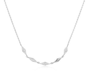 Sterling Silver multi pave cubic zirconia and shiny diamond shape necklace