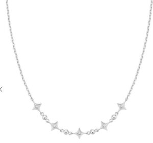 Sterling Silver cubic zirconia sparkling star station necklace