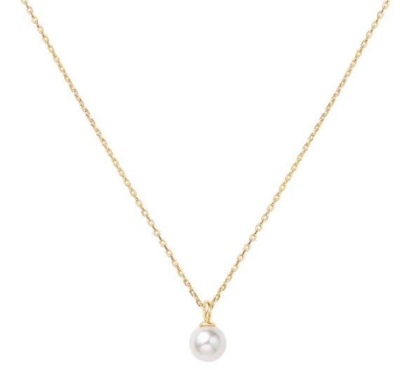 N G .jpg Sterling Silver gold plated pearl drop pendant on adjustable chain