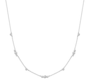 Sterling Silver sparing bezel cubic zirconia station necklace