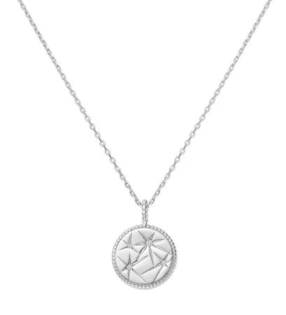 N H .jpg Sterling Silver cubic zirconia starry charm disc necklace