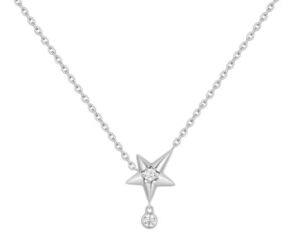 Sterling Silver rhodium plated sparkling star drop cubic zirconia necklace