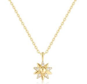 Sterling Silver gold plated sunburt necklace on adjustable chain