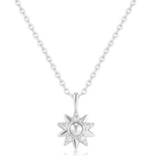 Sterling Silver rhodium plated starburst necklace on adjustable chain