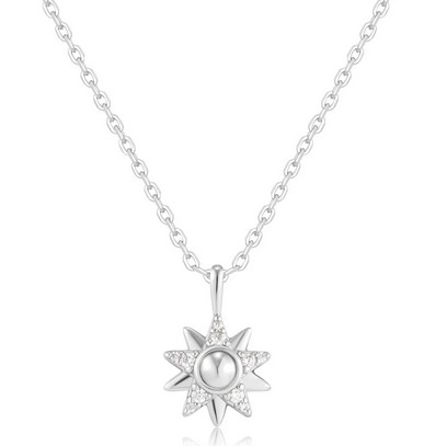 Sterling Silver rhodium plated starburst necklace on adjustable chain