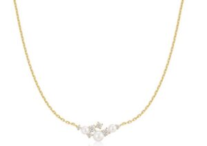 Sterling Silver gold plated freshwater pearl cluster necklace on adjustable chain