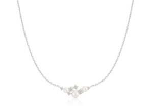 Sterling Silver rhodium plated freshwater pearl cluster necklace on adjustable chain