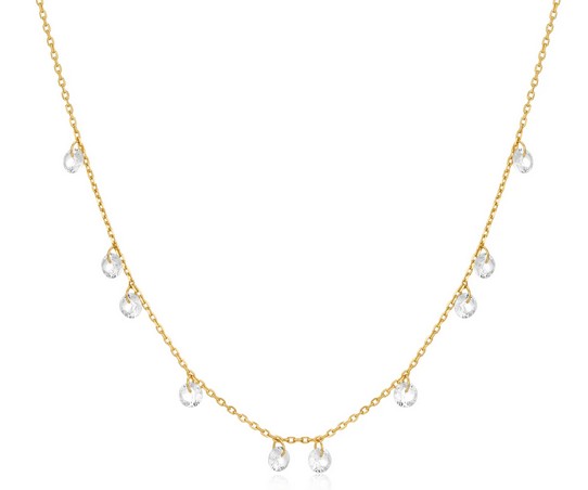 N G .jpg Sterling Silver gold plated droplet station necklace on adjustable chain
