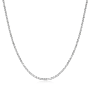 Sterling Silver rhodium plated classic cubic zirconia tennis necklace