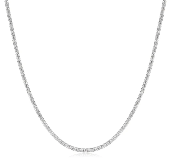 Sterling Silver rhodium plated classic cubic zirconia tennis necklace