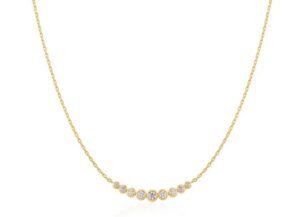 Sterling Silver gold plated graduated bezel set necklace on adjustable chain