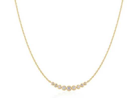 N G .jpg Sterling Silver gold plated graduated bezel set necklace on adjustable chain